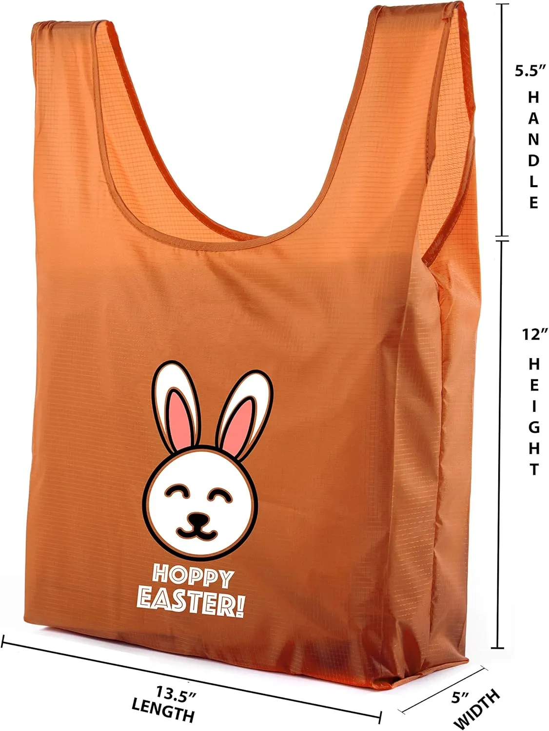 Easter Basket Bags, Bulk Reusable Grocery Bags, Easter Egg Hunt Tote Bags - Hoppy Easter