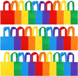 Elcoho 30 Pieces Non-Woven Party Favor Bags 88 Inch Reusable Tote Bags Bulk Goodie Gift Bags Tote Treat Bags with Handles for Wedding Birthday Party