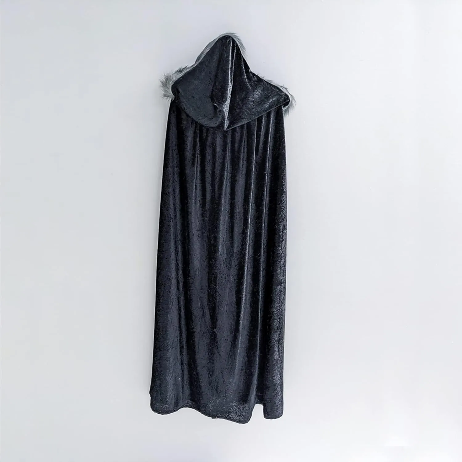 Everfan Adult Medieval Hooded Cloak with Faux Fur Trim and Leather Straps
