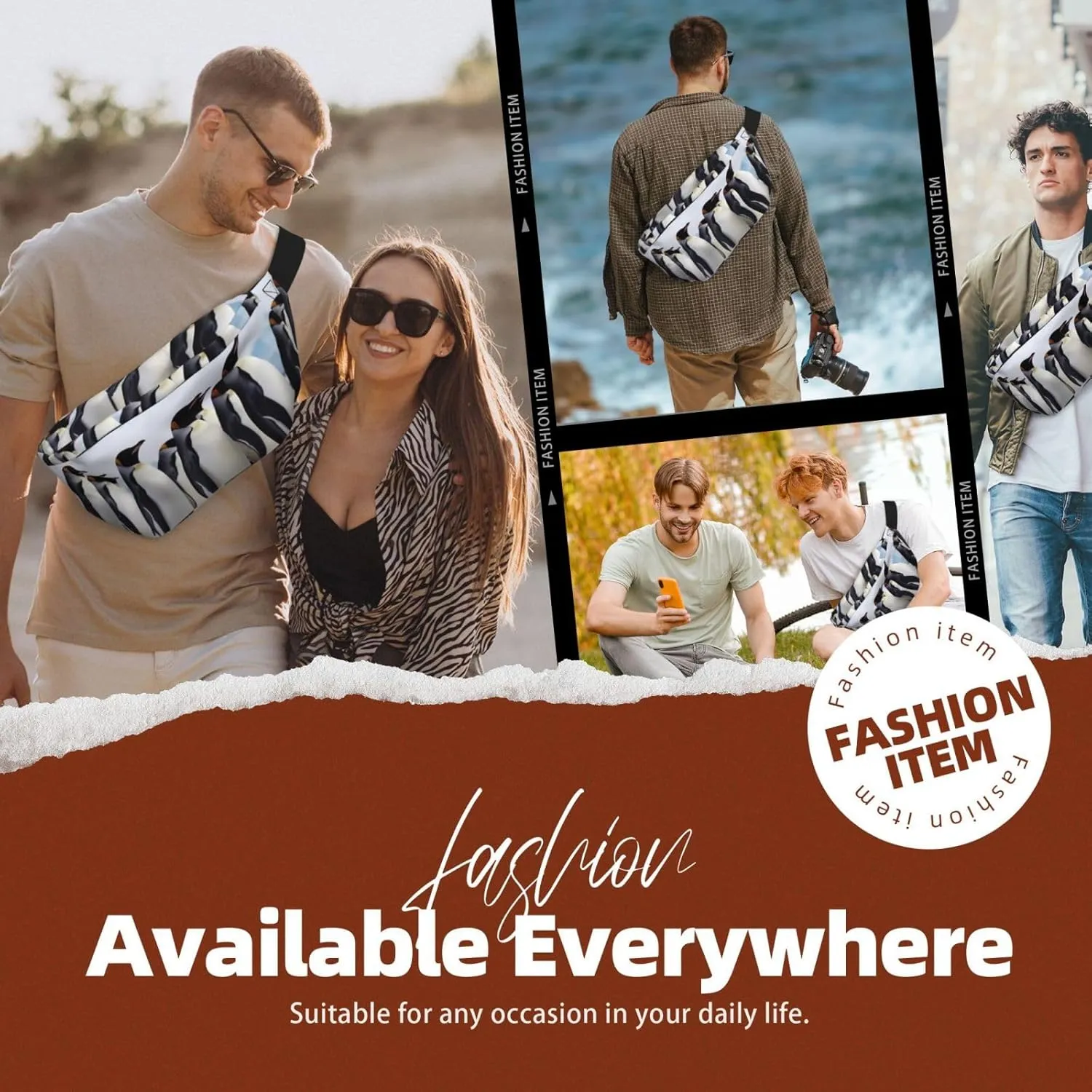 Fanny Pack for Men Women Antarctica Penguins Belt Bag with Adjustable Strap Fashion Waist Bag Waist Pack for Travel