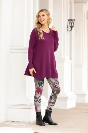 Fashion Island Magenta Cashmere Feel Tunic