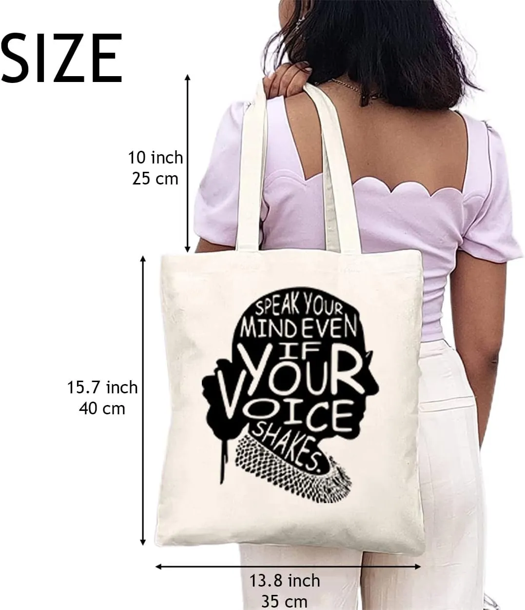 Feminism Canvas Tote Bags for Women Feminist Shoulder Bag Inspirational Sayings Reusable Shopping Bag