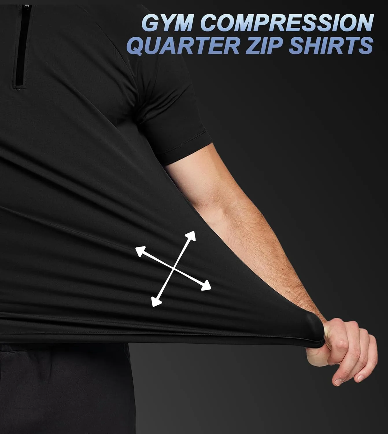Fioboc Mens Shirts Quarter Zip Short Sleeve Gym Workout Performance Moisture Wicking Athletic Quick Dry Compression Shirt Men
