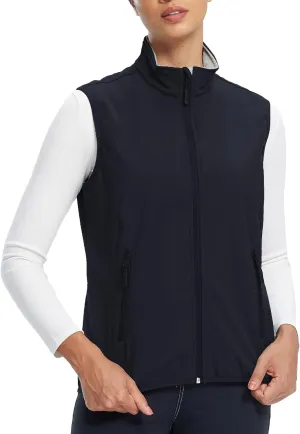 fit space Women's Softshell Vest Athletic Warm Up Sleeveless Scrub Jacket Zip Pockets Cycling Running Golf