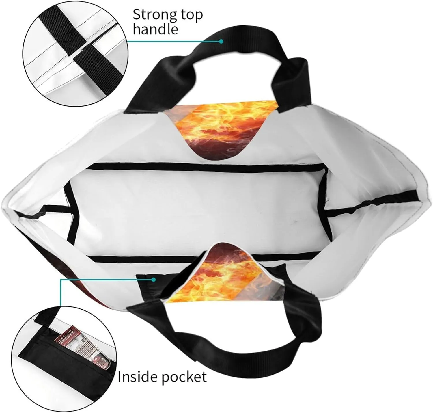 Flame Hockey Puck Women's Tote Bag Large Capacity Single Shoulder Bags Handbag for Shopping Work