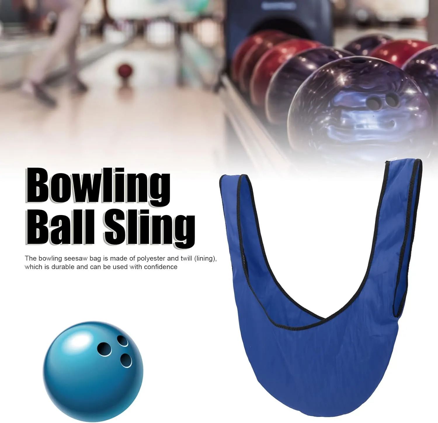 FLEXMAN Bowling Seesaw Bag, 60cm Length Twill Lining Portable Bowling Ball Sling with a Handle, Hand Carry Bowling Seesaw Bag for Storage Bowling Ball