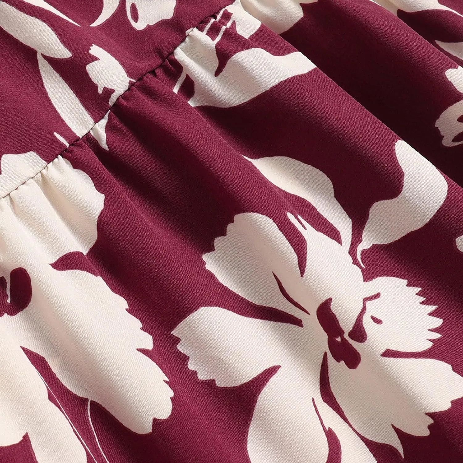 Floral Midi Skirts for Women Drawstring Waist Ruffle Hem Tiered Flowy Long Skirt A Line Boho Pleated Floral Skirt