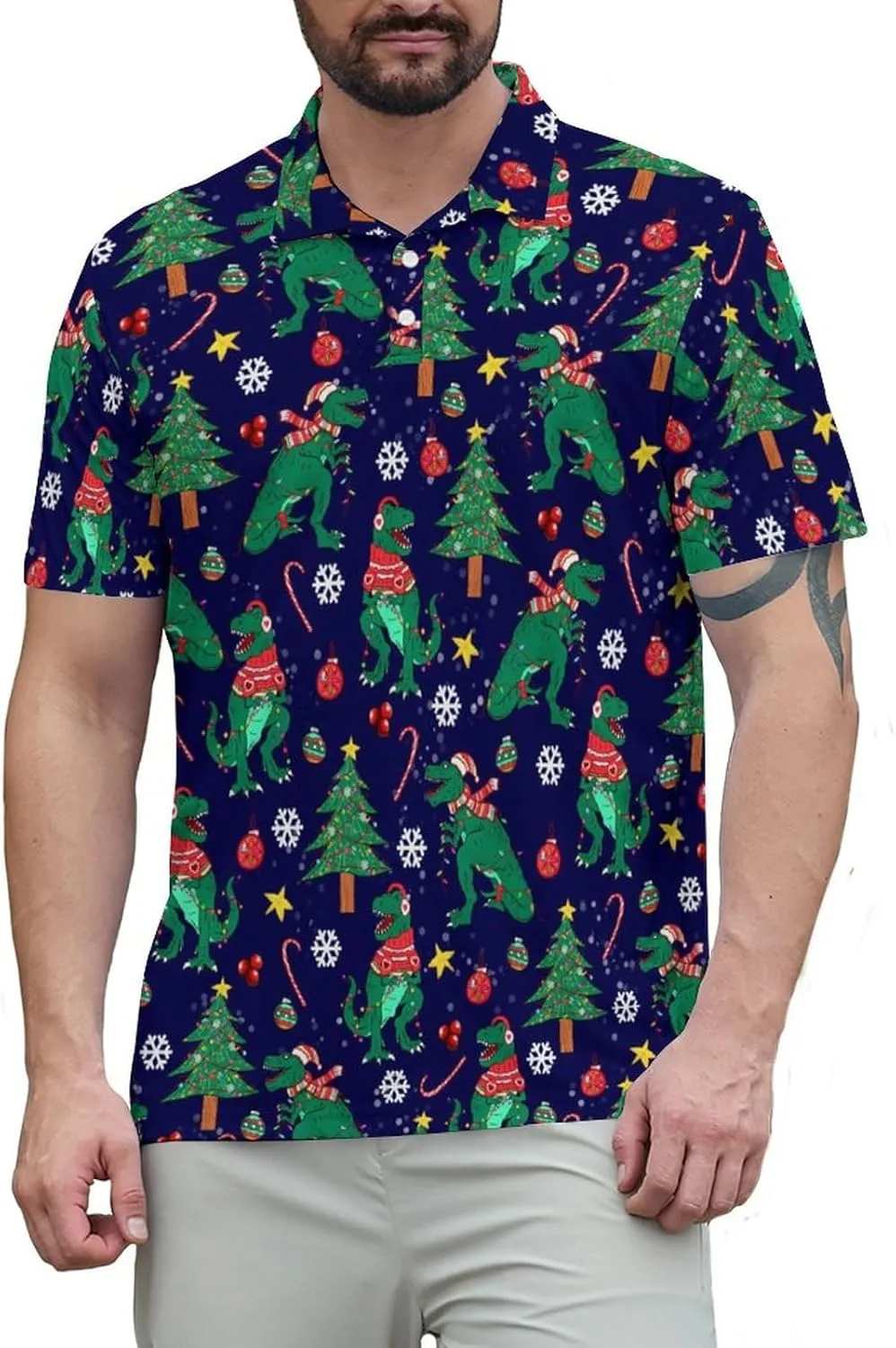 Funny Golf Shirts for Men Golf Polos Short Sleeve Quick Dry Performance Moisture Wicking Polo Shirt