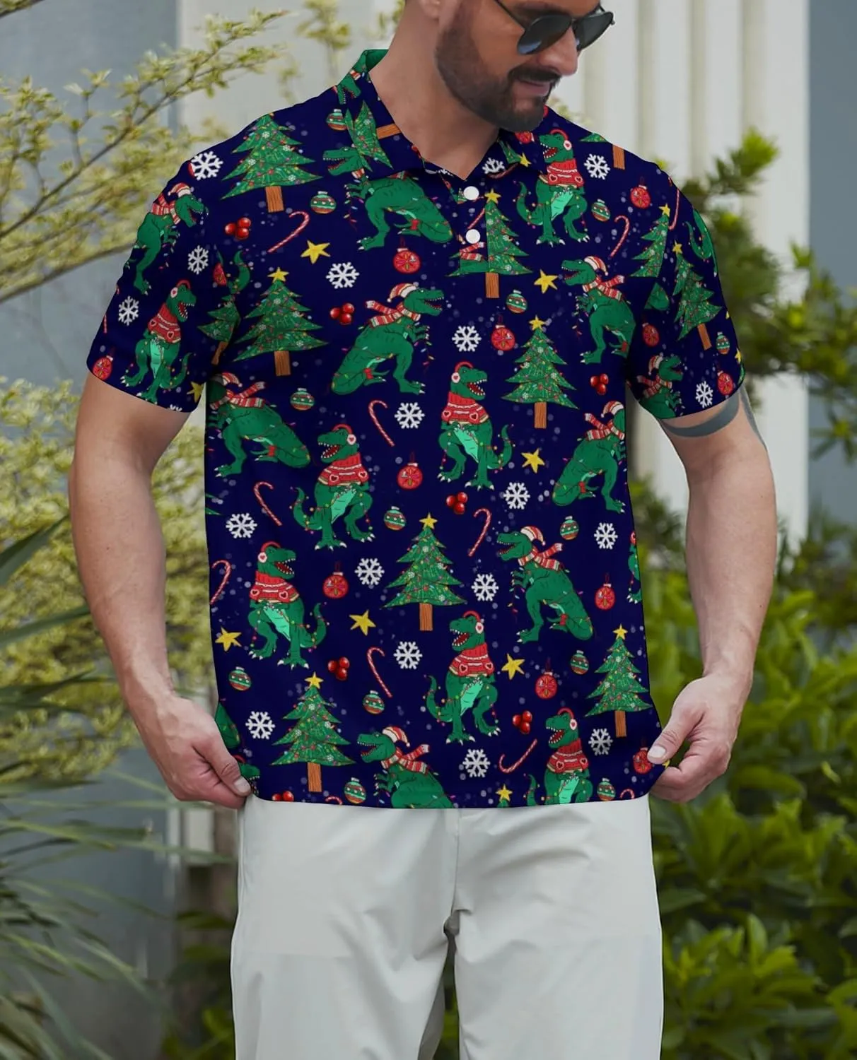 Funny Golf Shirts for Men Golf Polos Short Sleeve Quick Dry Performance Moisture Wicking Polo Shirt