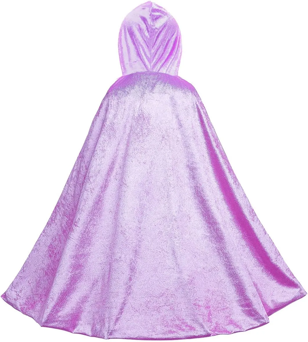Fur Princess Hooded Cape Cloaks Costume Birthday Halloween Cosplay for Girls