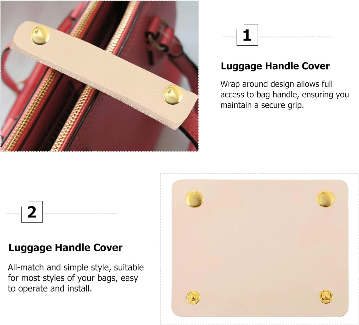 Gadpiparty Handbag Handle Leather Leather handle wrap leather bag handle cover Leather Luggage Handle Covers Wrap Covers: PU