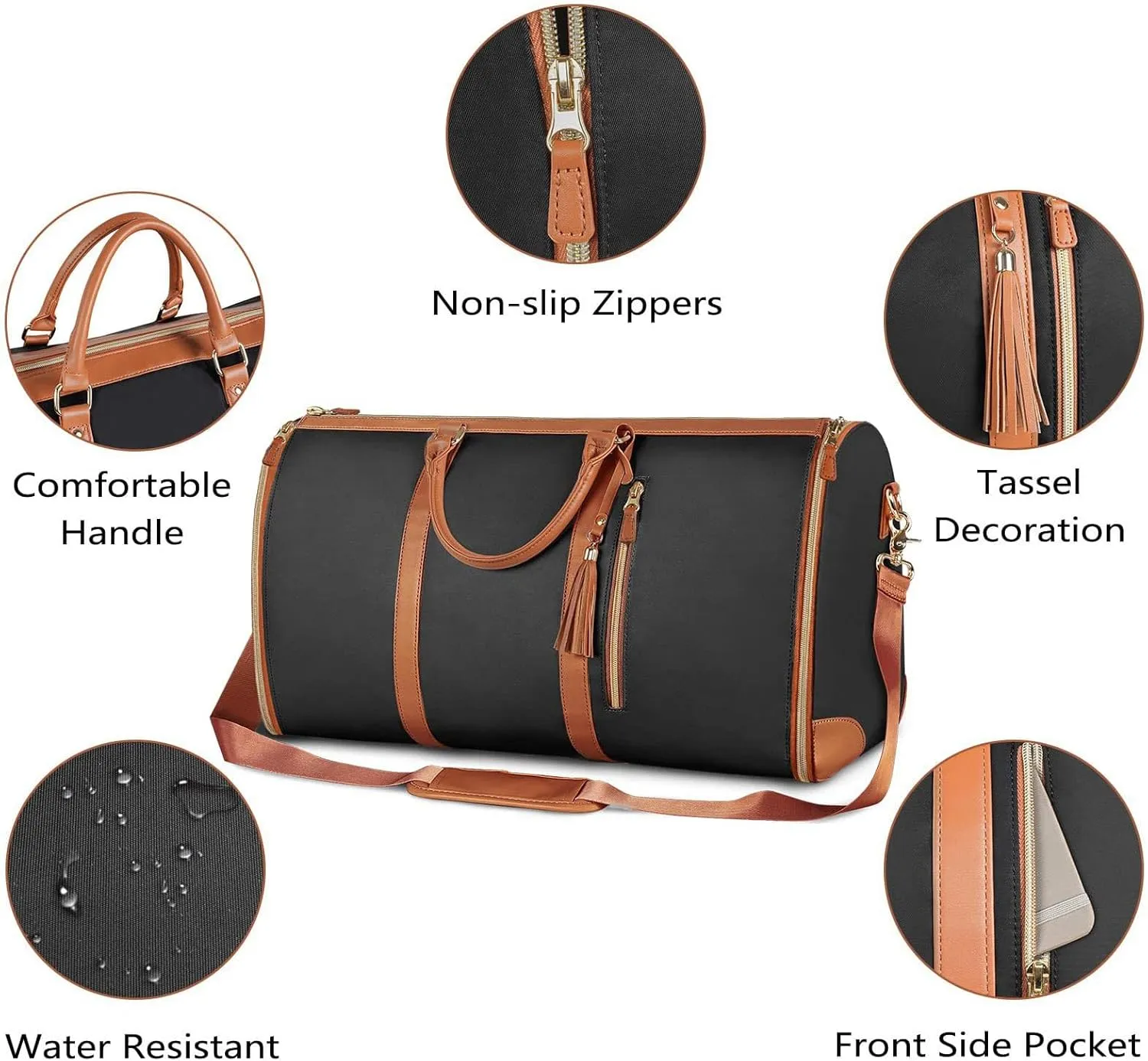 Garment Bags for Travel, Garment Duffle Bags for Travel, Convertible Garment Bags for Travel, Carry On Garment Bag for Suits, Suit Travel Bags for Women-Black