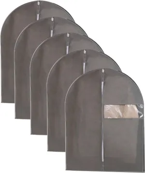 Garment Covers for Hanging Clothes, Suit Bag with Metal Zipper and Transparent Window Design, Suitable for Storing Suits, Jackets(Gray,60x140cm x55in)