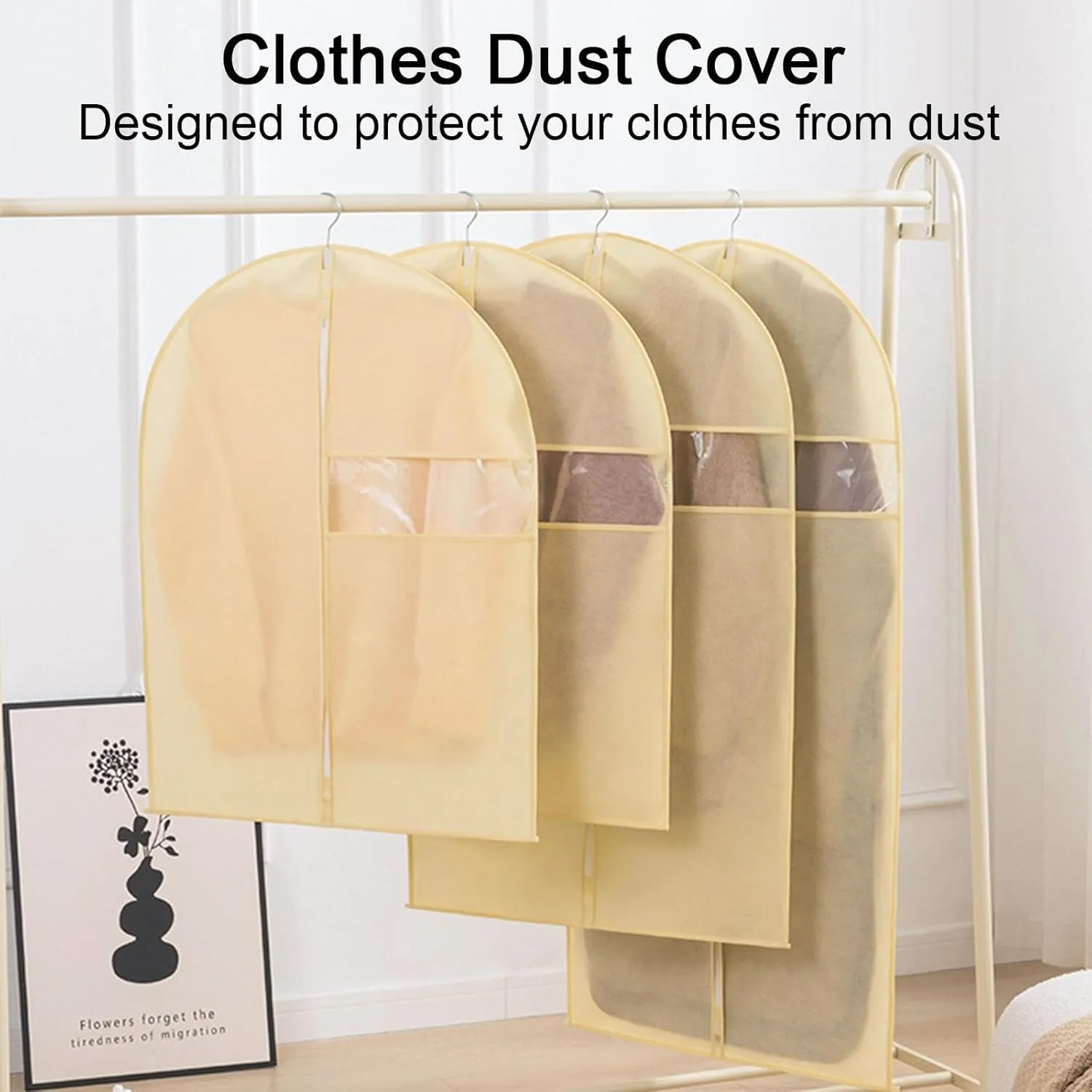 Garment Covers for Hanging Clothes, Suit Bag with Metal Zipper and Transparent Window Design, Suitable for Storing Suits, Jackets(Gray,60x140cm x55in)