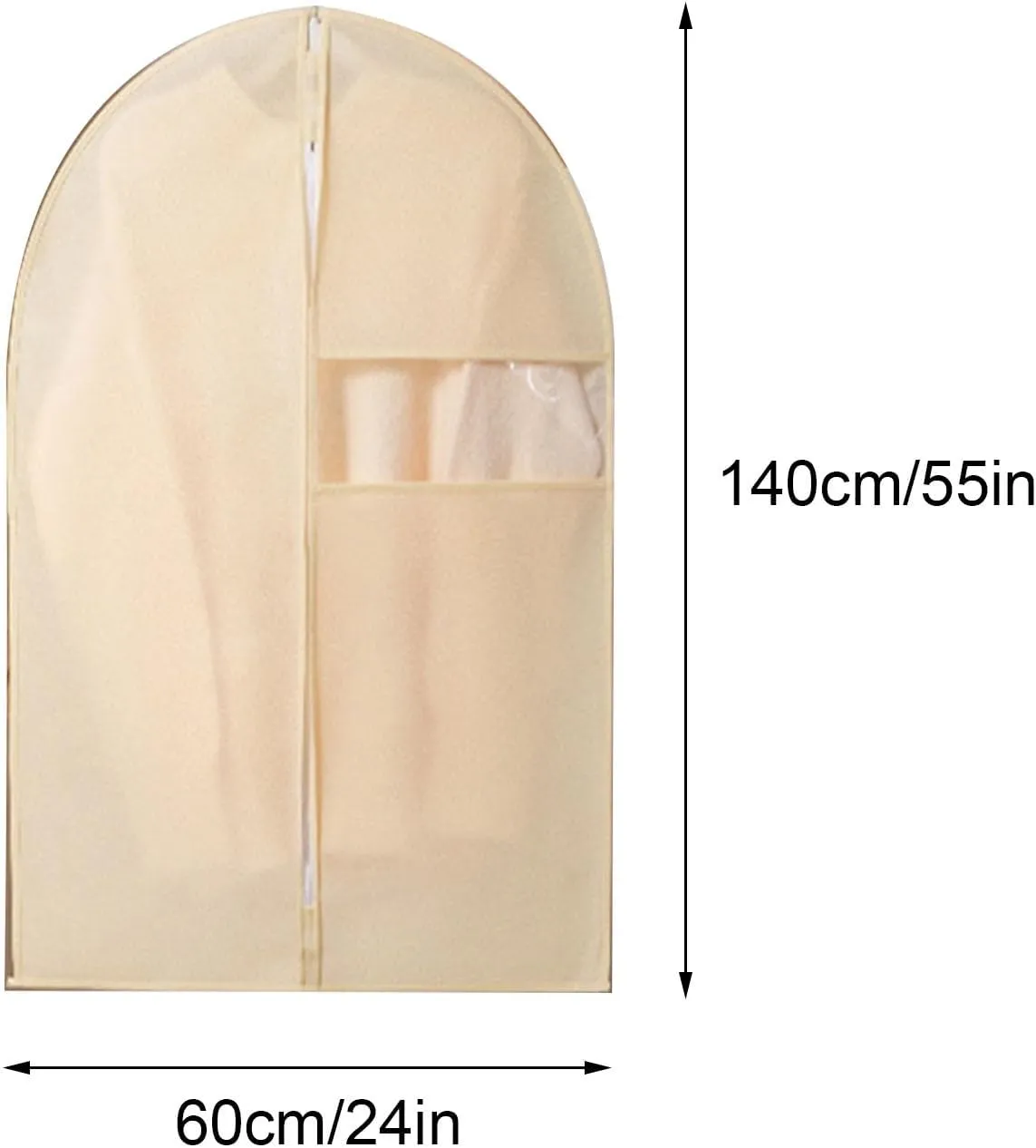 Garment Covers for Hanging Clothes, Suit Bag with Metal Zipper and Transparent Window Design, Suitable for Storing Suits, Jackets(Gray,60x140cm x55in)