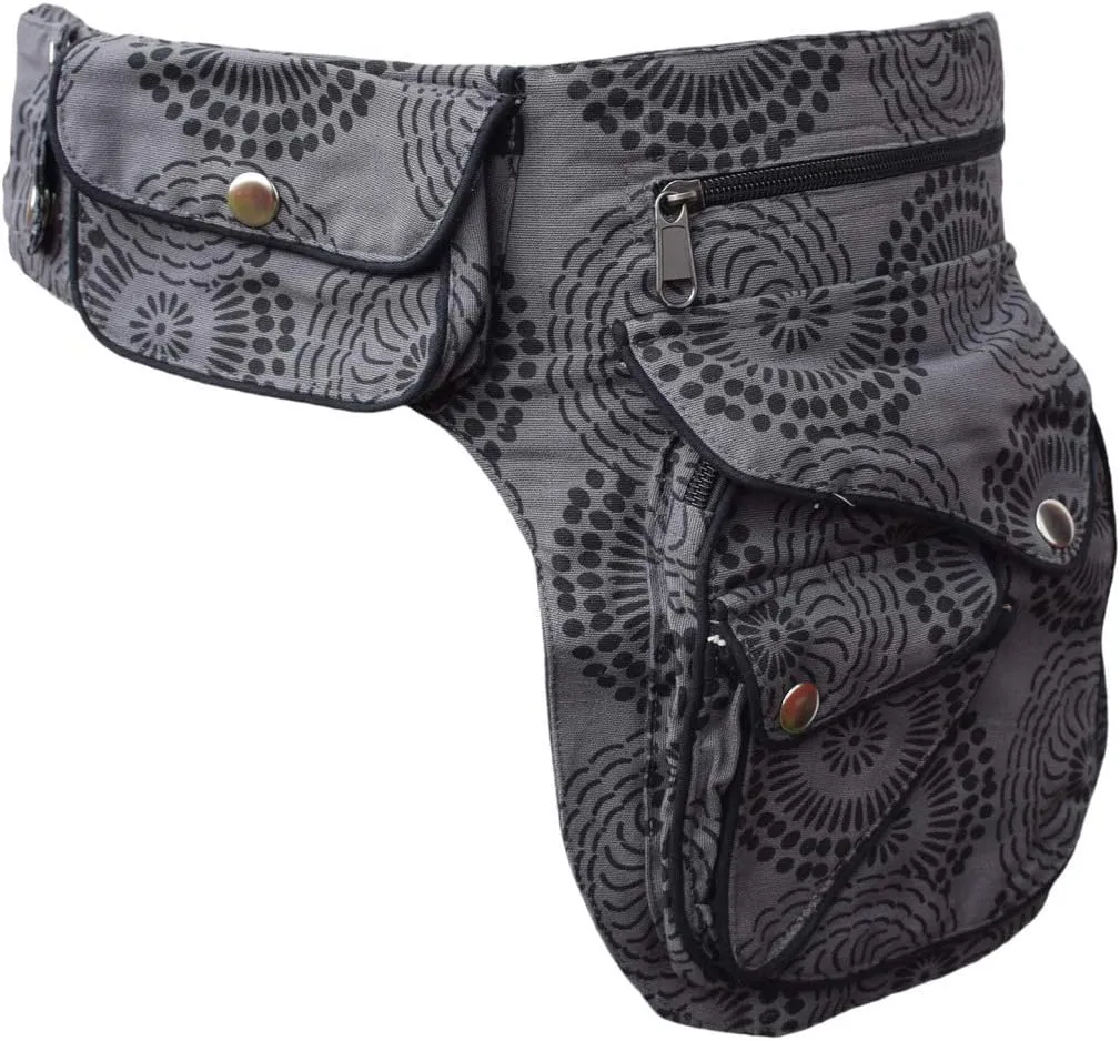 Gheri Cotton Popper Waist Bag Pocket Fanny Pack Travel Pouch
