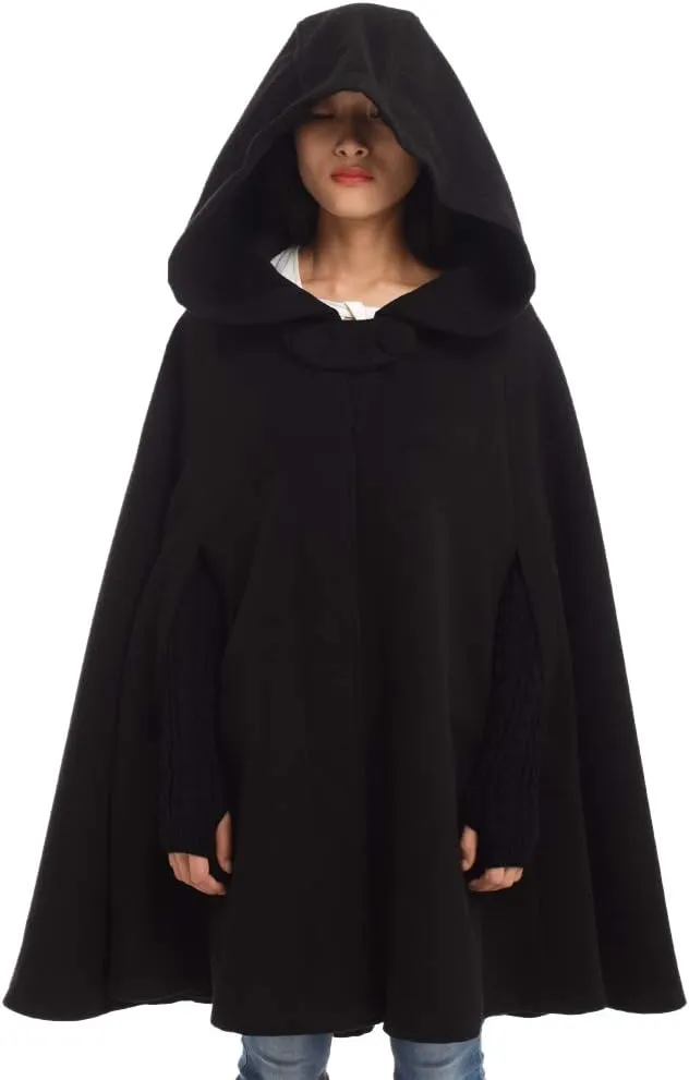 GRACEART Women's Hood Woolen Cape Bridal Wedding Winter Cloak Plus Size Thick Coat
