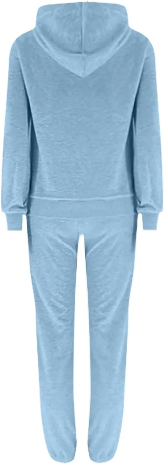 Gumipy Two Piece Sets for Women Plus Size Fleece Lounge Sets Oversized Sweatshirt Hoodie Baggy Sweatpants Spring Sweatsuits