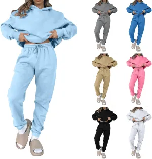 Gumipy Two Piece Sets for Women Plus Size Fleece Lounge Sets Oversized Sweatshirt Hoodie Baggy Sweatpants Spring Sweatsuits