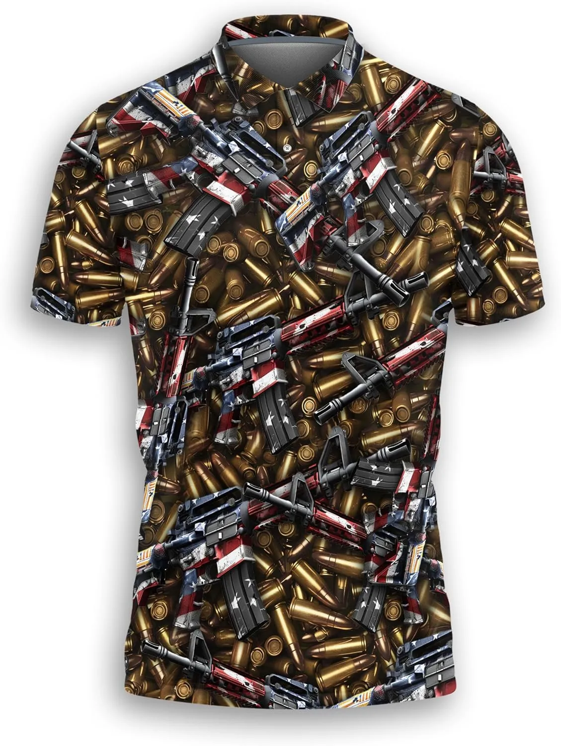 Gun Polo Shirts for Men - Short Sleeve Golf Shirts Dry Fit Mens Polo T-Shirt Casual Style 11