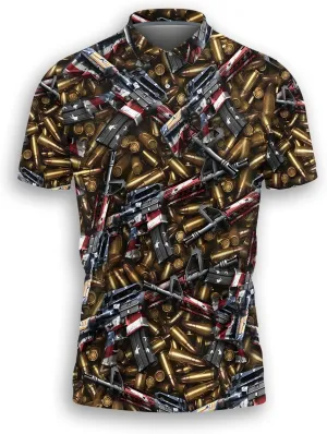 Gun Polo Shirts for Men - Short Sleeve Golf Shirts Dry Fit Mens Polo T-Shirt Casual Style 11
