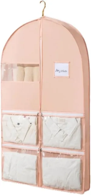 Habrur Clothes Cover 5 Pack 3.9" Gusseted Garment Bags for Travel with 4 Pockets Foldable Suit Bag Suit Bags (Color : Pink, Size : 60 * 10 * 125cm)