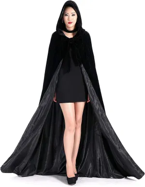 Halloween Costumes Hooded Cloak Velvet Cloak Black Cape Unisex Cosplay Capes