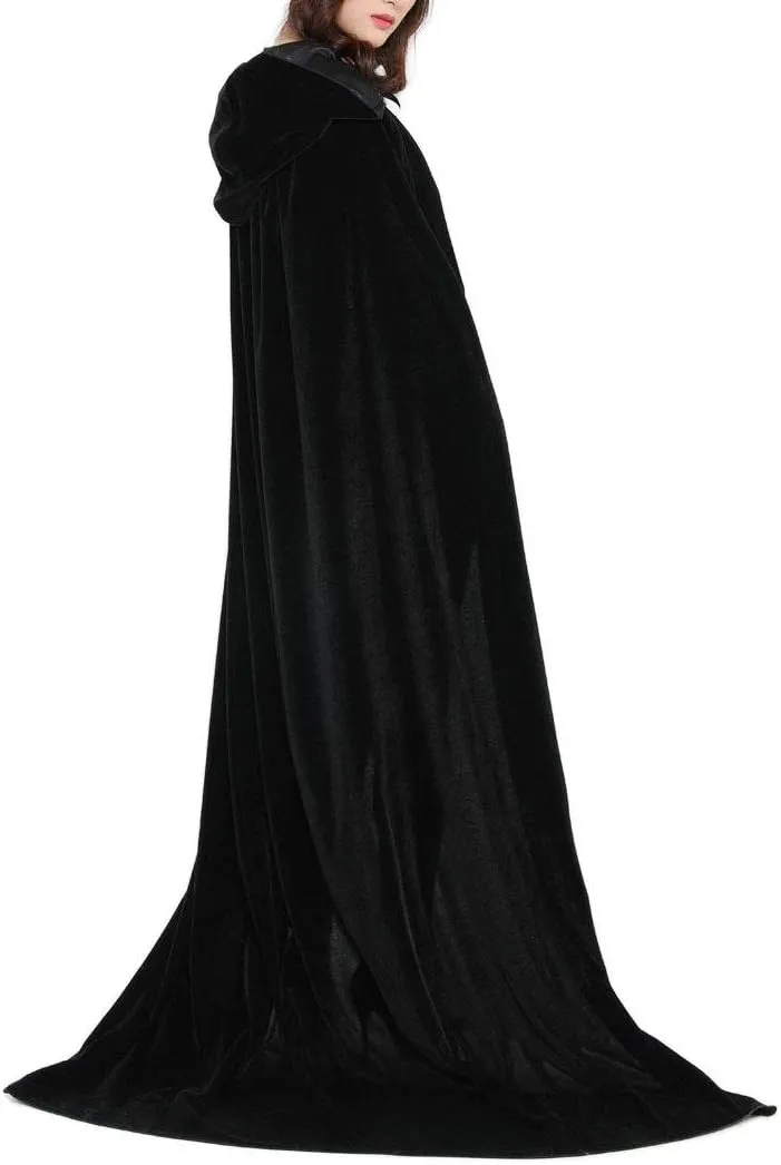 Halloween Costumes Hooded Cloak Velvet Cloak Black Cape Unisex Cosplay Capes