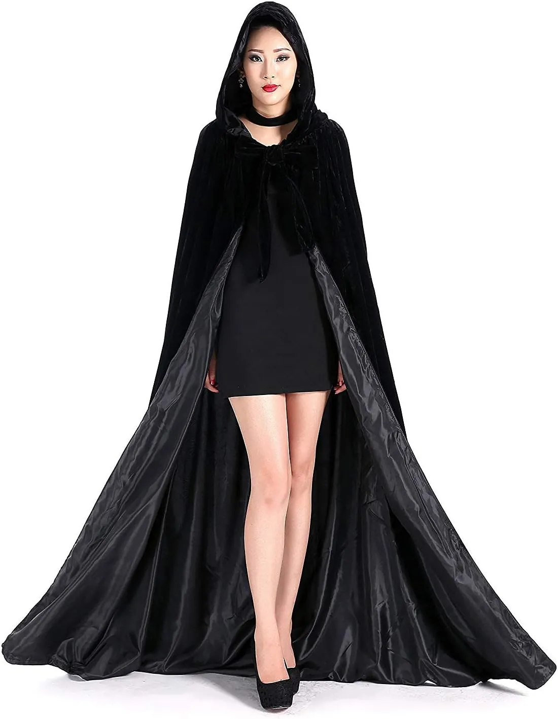 Halloween Costumes Hooded Cloak Velvet Cloak Black Cape Unisex Cosplay Capes