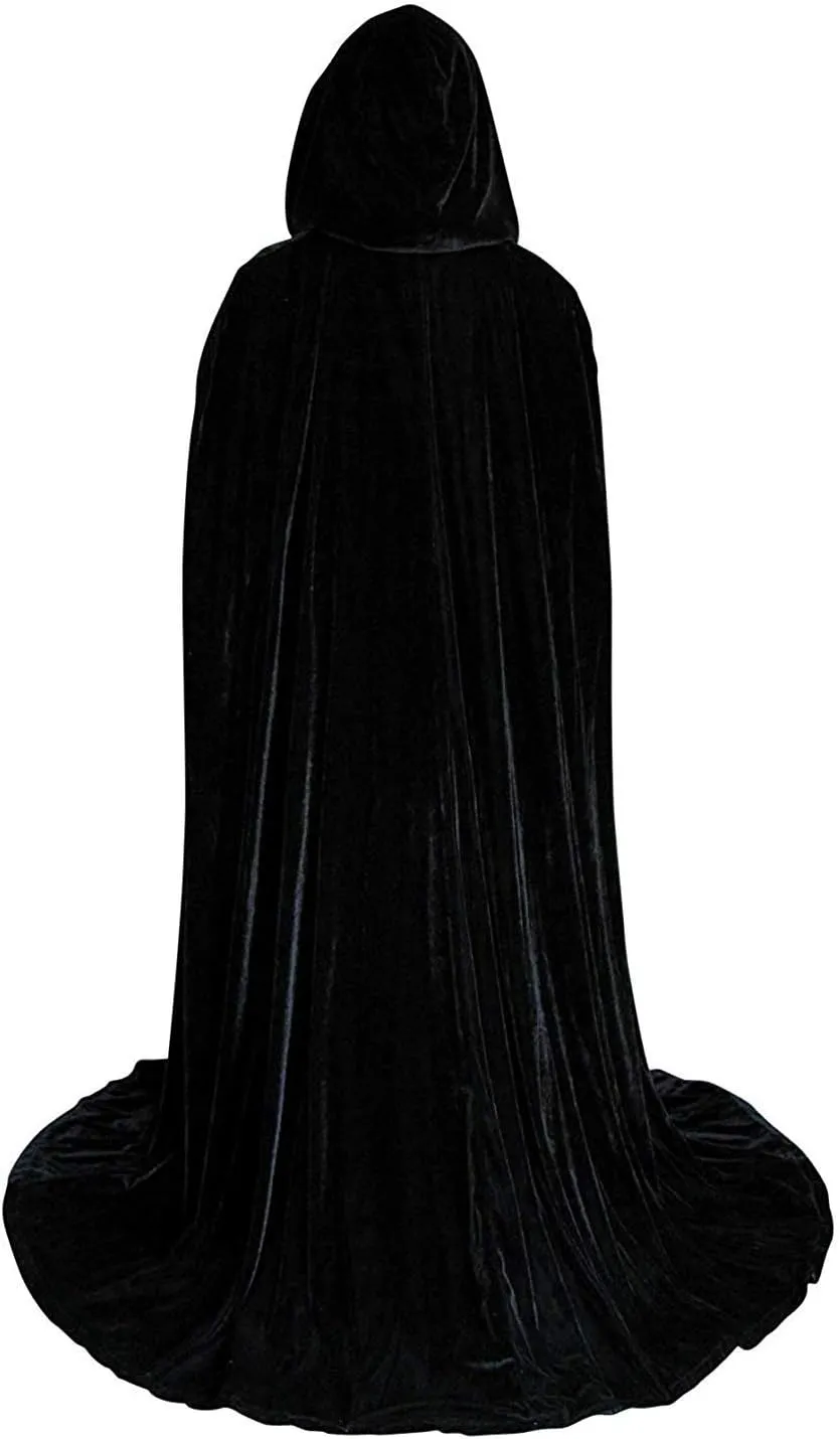 Halloween Costumes Hooded Cloak Velvet Cloak Black Cape Unisex Cosplay Capes