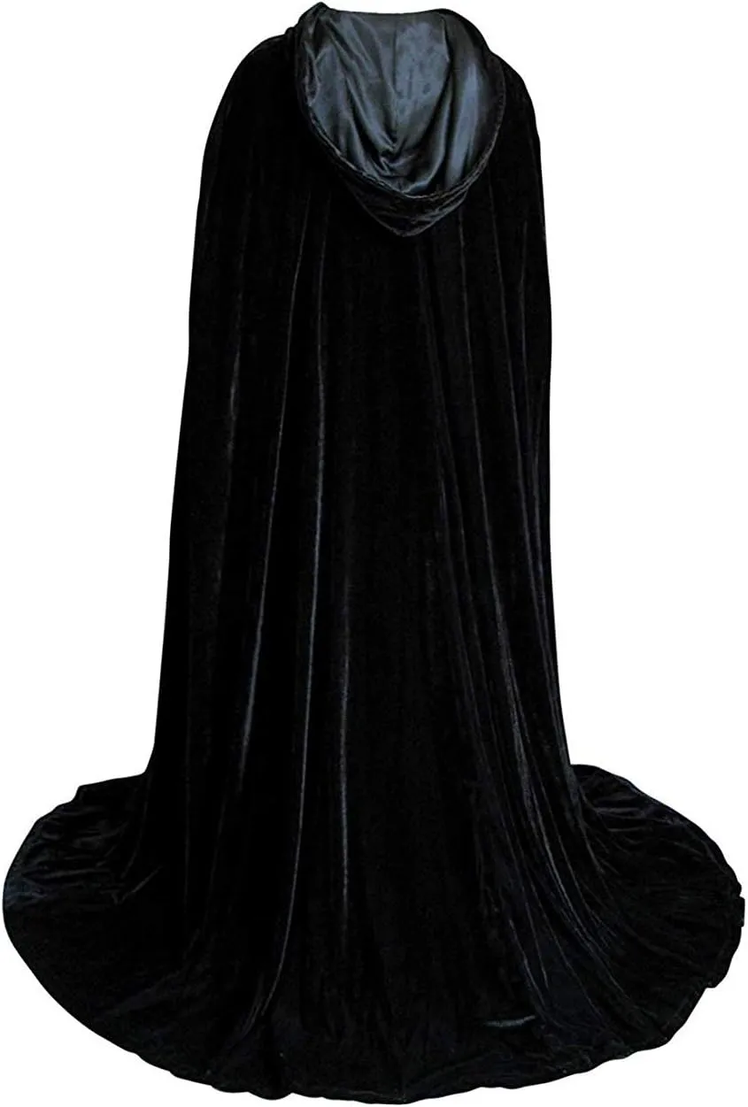 Halloween Costumes Hooded Cloak Velvet Cloak Black Cape Unisex Cosplay Capes