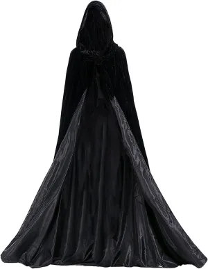 Halloween Velvet Cloak Cape with Hood Medieval Costumes Hooded Cloaks