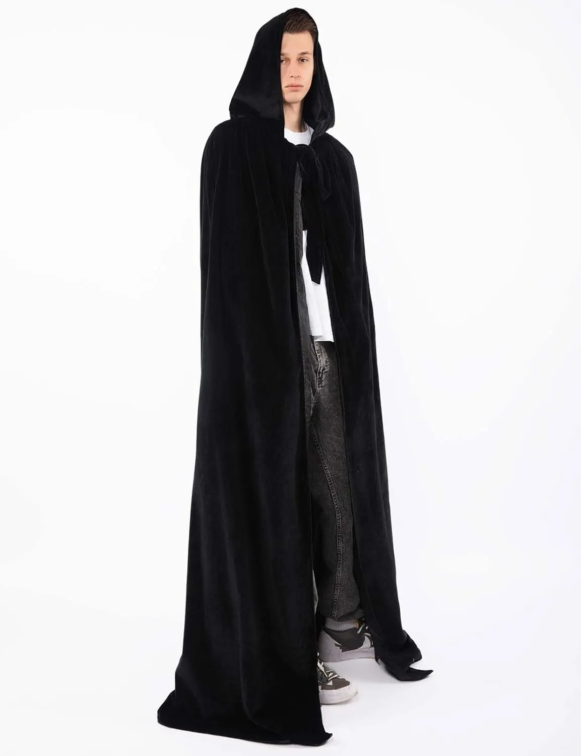 Halloween Velvet Cloak Cape with Hood Medieval Costumes Hooded Cloaks