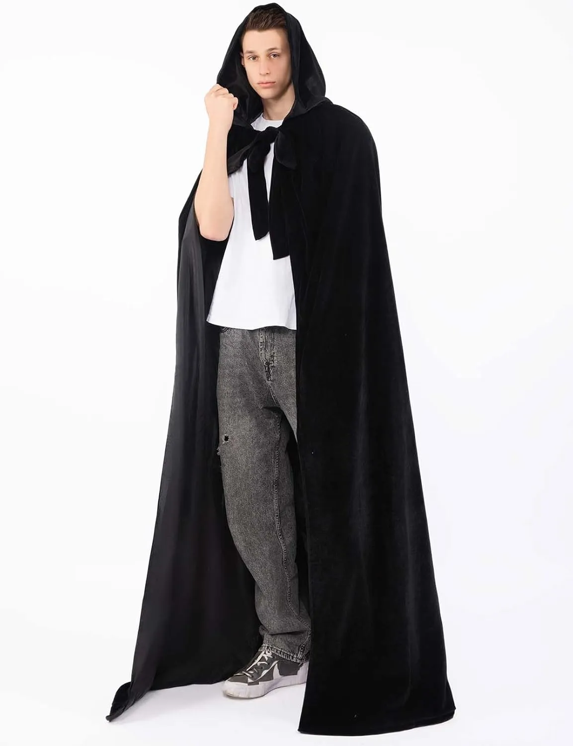 Halloween Velvet Cloak Cape with Hood Medieval Costumes Hooded Cloaks