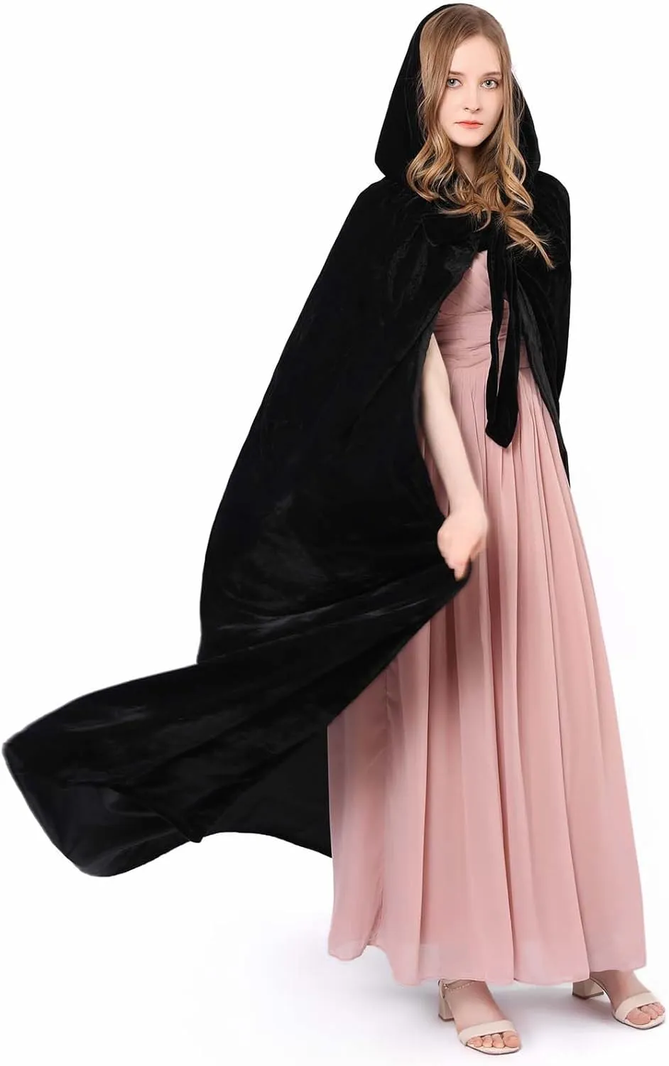 Halloween Velvet Cloak Cape with Hood Medieval Costumes Hooded Cloaks