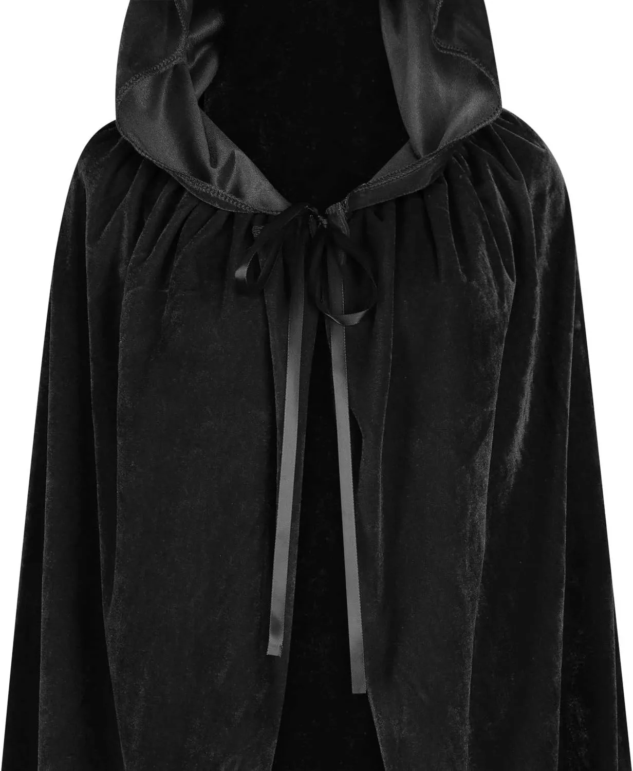 HAOZAIKEJI Unisex Halloween Hooded Cloak Full Length Velvet Cloak Witch Wizard Costume Cape Themed Party Cosplay Hooded Robe