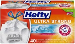 Hefty Reynolds Consumer Products 00E84557 Ultimate Gripper Tall Kitchen Trash Bags, Clean Burst, 38-Ct, 13-Gall - Quantity 6