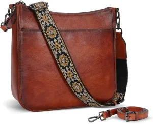 HESHE Real Leather Womens Crossbody Handbags Satchel Bags with Pockets Small Shoulder Purse Ladies Handbags