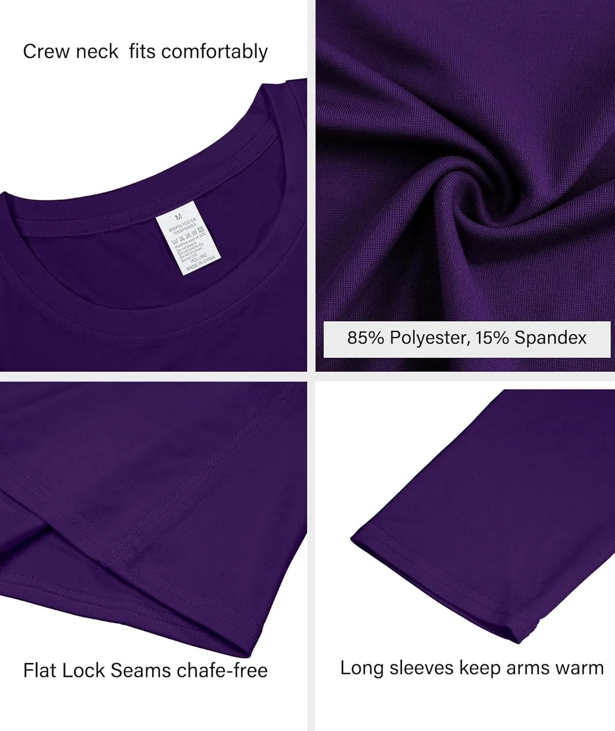 HIBETY 3 Pack Women's UPF 50  Sun Protection Shirts, Workout Gym Long Sleeve Shirts, Quick Dry Tops