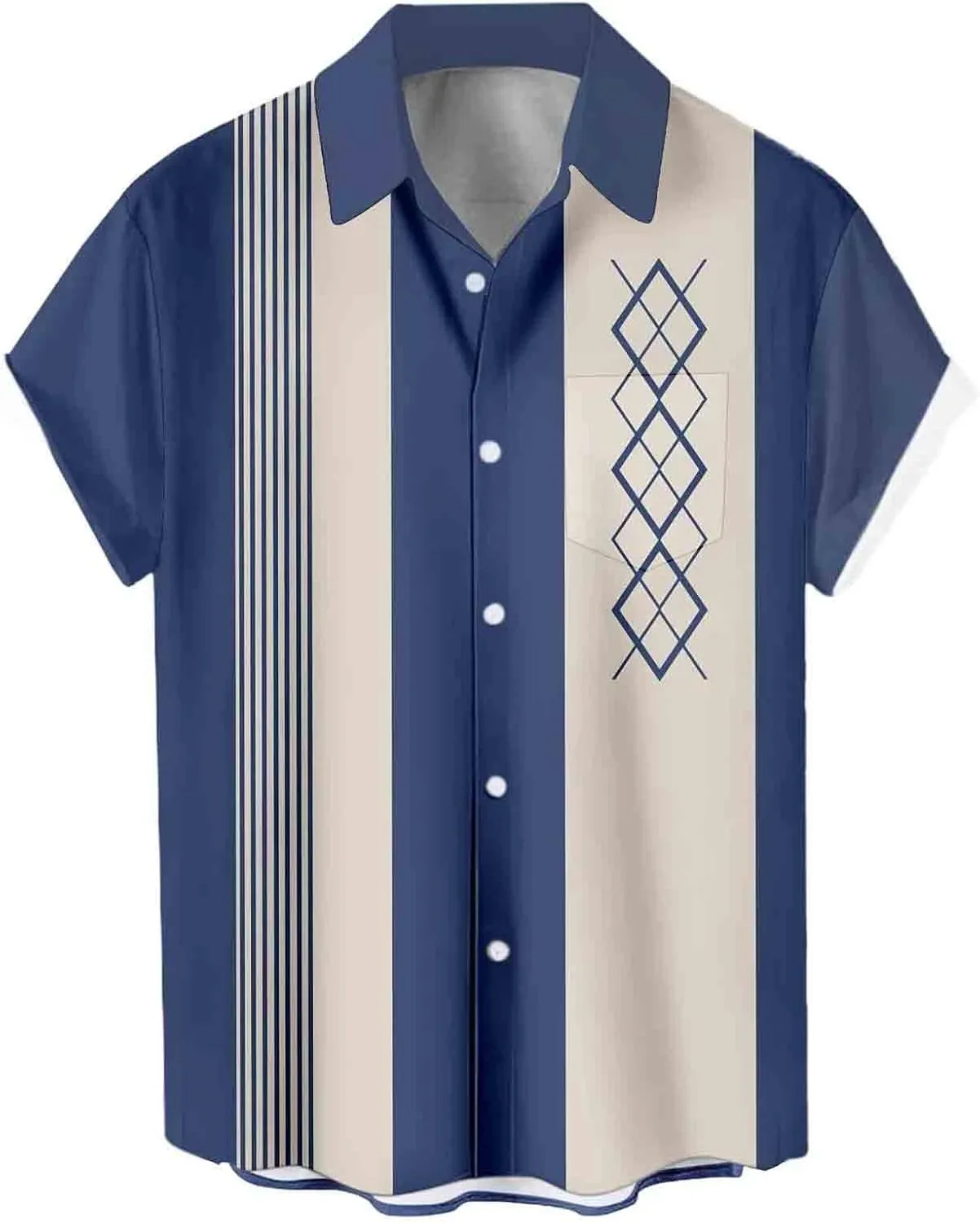 Hodaweisolp Men's Casual Short Sleeve Button Down Bowling Summer Loose Hawaiian Beach Shirts