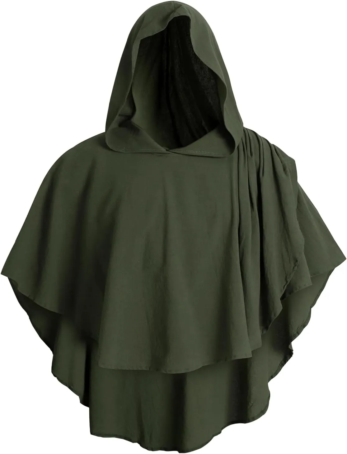 HOMELEX Renaissance Cowl Hooded Black Cape Medieval Halloween Cloak with Hood Padme Costume