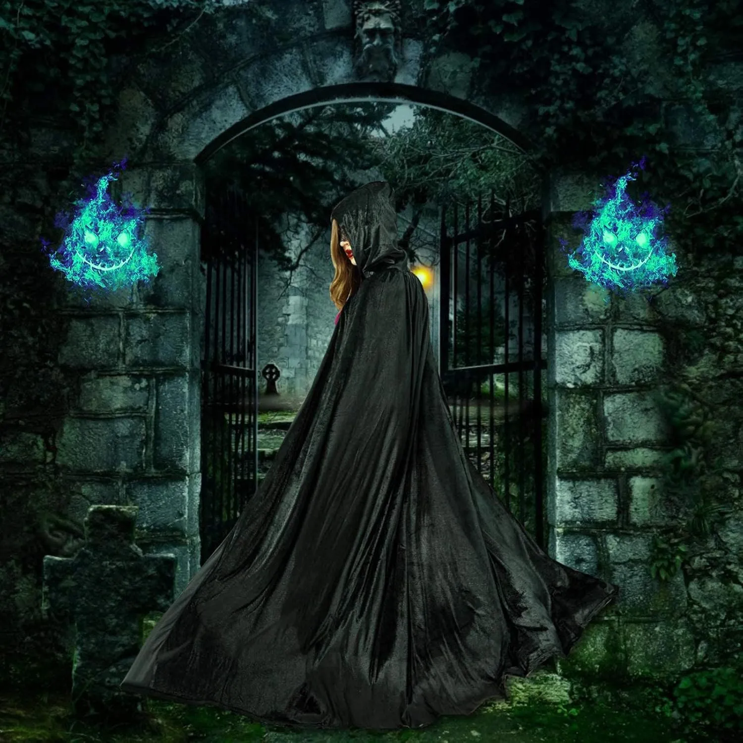 Hooded Cloak Cape Christmas Halloween Cosplay Costumes for Women Men