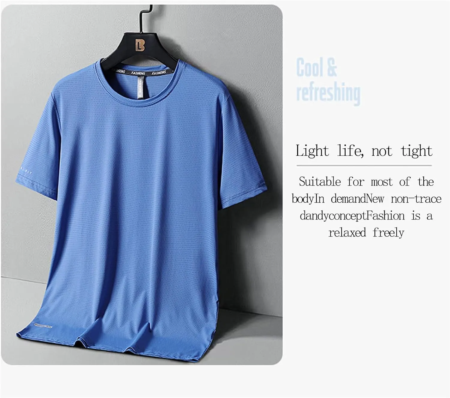 Ice Silk Round Neck T-Shirt- Silk Shirts for Men Gym Quick Dry Short Sleeve Cooling Shirts