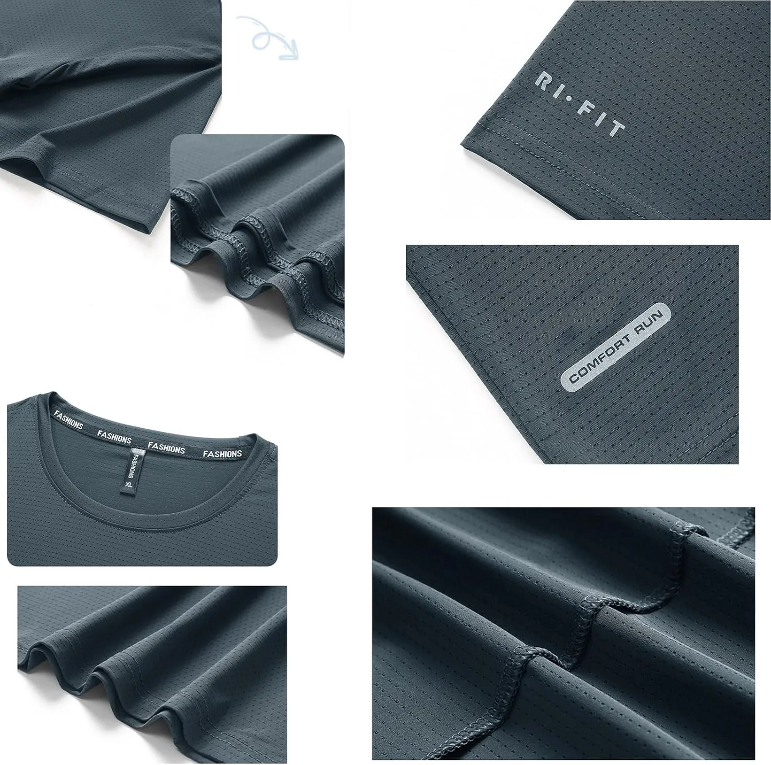 Ice Silk Round Neck T-Shirt- Silk Shirts for Men Gym Quick Dry Short Sleeve Cooling Shirts
