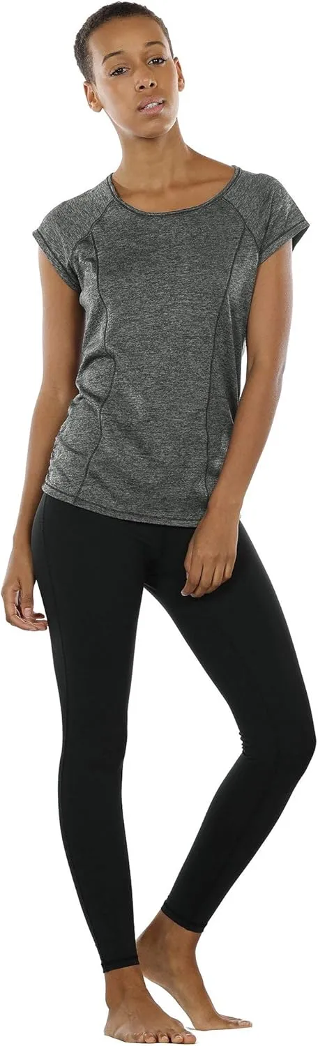 icyzone Workout Running Shirts for Women - Fitness Gym Yoga Exercise Short Sleeve T Shirts Open Back Tops