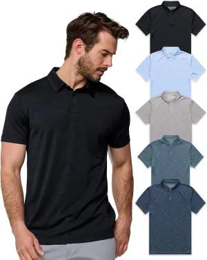 INTO THE AM Performance Dri Fit Polo Shirts for Men S-4XL - Quick Dry Moisture Wicking Athletic Sport Collar Work Shirts