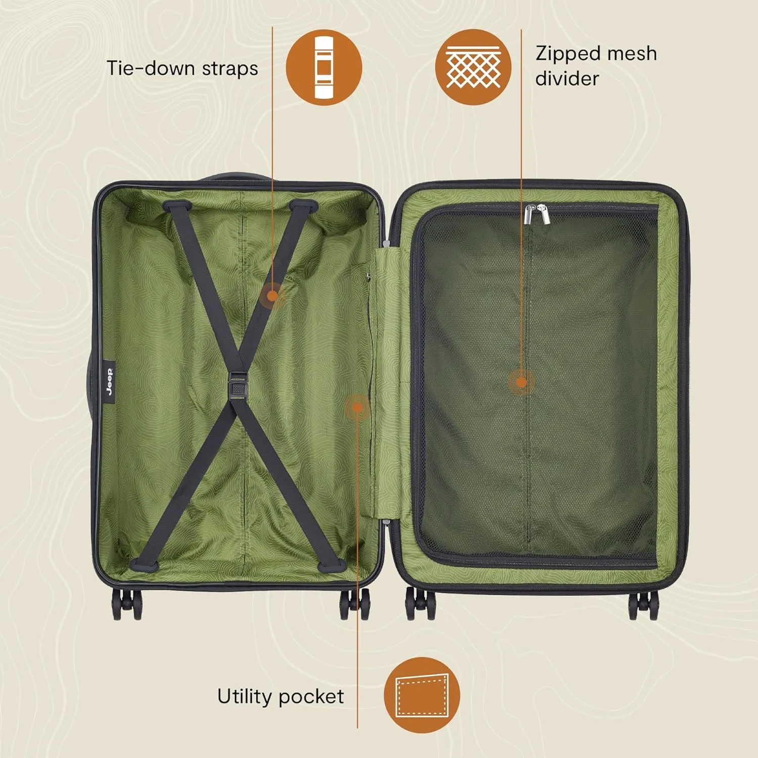 Jeep JH004C Hardside Expandable Luggage with Spinner Wheels