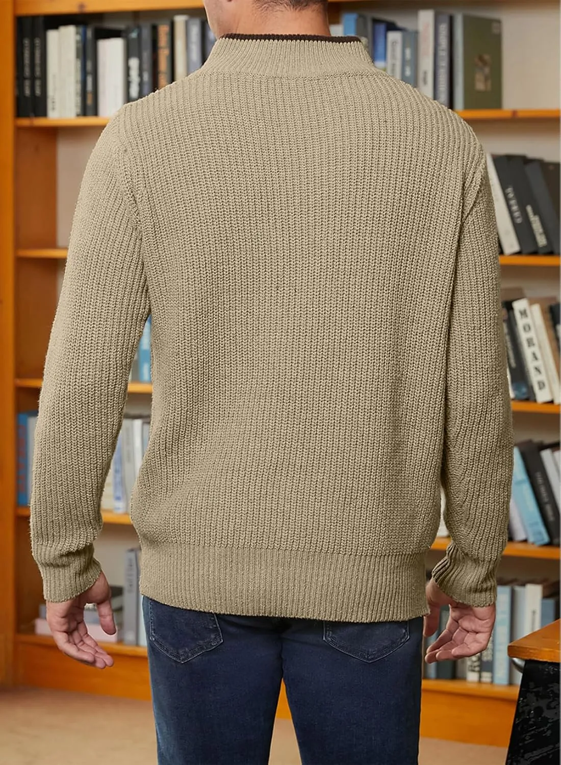 JMIERR Mens Quarter Zip Sweater Lightweight Mock Neck Casual Long Sleeve Knitted Solid Pullover Sweaters