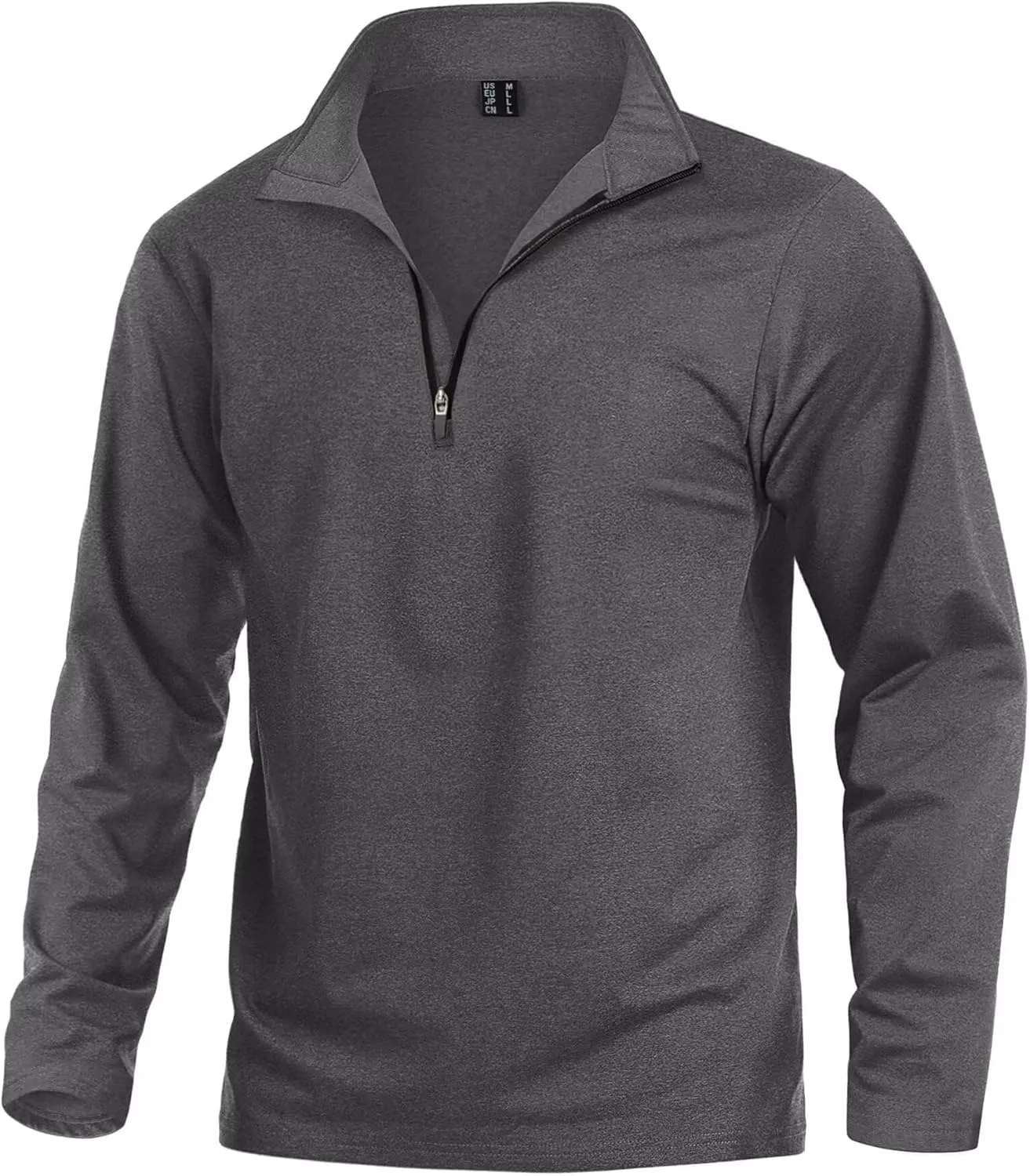 KEFITEVD Men's Athletic Shirts Long Sleeve 1/4 Zip Lightweight Fleece Lined Golf Active Pullover Workout Shirts Sweatshirt