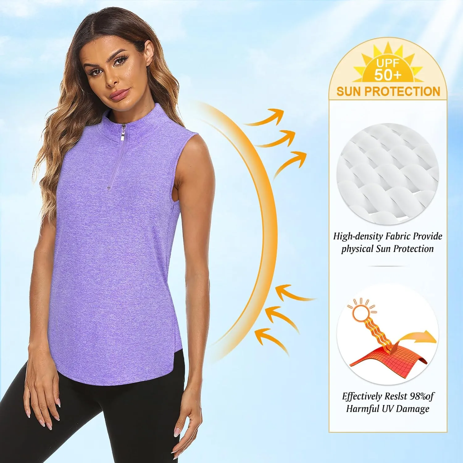 Koscacy Womens Golf Shirts Tank Tops for Women 2025 Loose Fit Sleeveless with Collar Yoga Athletic Running Shirts